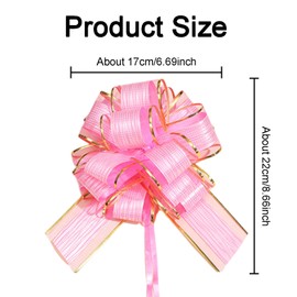 STIFFENERS 10 PCS Bows for Gift Wrapping, Large Satin Ribbon, Florist Mixed Color Organza Pull Bows for Gift Wrapping, Wedding Cars, Baskets,Christmas Wrapping, Party Decorations (5 colors)