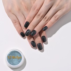 XZMeiLun Cat Eye Nail Powder, Big-Capacity 0.8g 9D Cat Eyes Magnetic Powder Light Blue Magic Mirror Effect Pigment Holographic Nail Art Glitter, Can Mixed with Builder Gel Nail Polish for Use