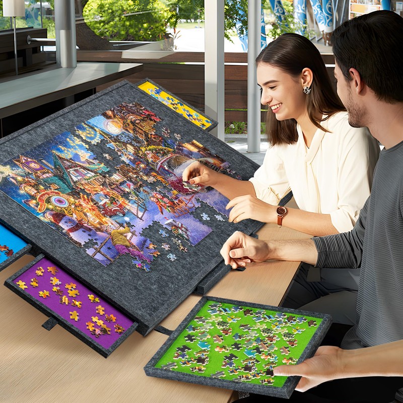 Tektalk Jigsaw Puzzle Table with Integrated Adjustable Stand/Bracket, 3-Tilting-Angle Super