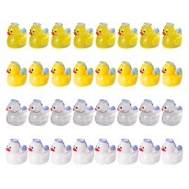 Mini Resin Duck 32 Pcs Mini Ducks with Angel Shapes Cute Little Duck Glow in the Dark Bulk Tiny Ducks for Dollhouse Aquarium Garden Landscape Decor