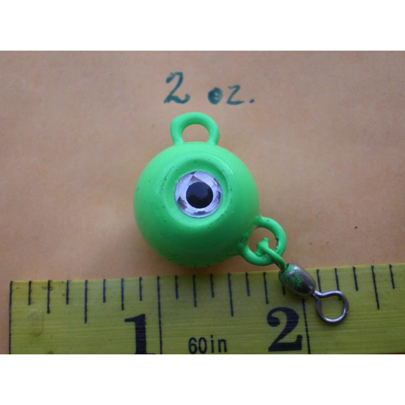 Unbranded 12 PCS FLUKE EAR BALL JIGS NEON GREEN/SILVER EYE/#3