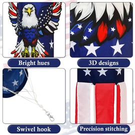 THQZLH Eagle American Flag Wind Sock(2 Pack) - Patriotic Wind Socks for Outside Heavy Duty