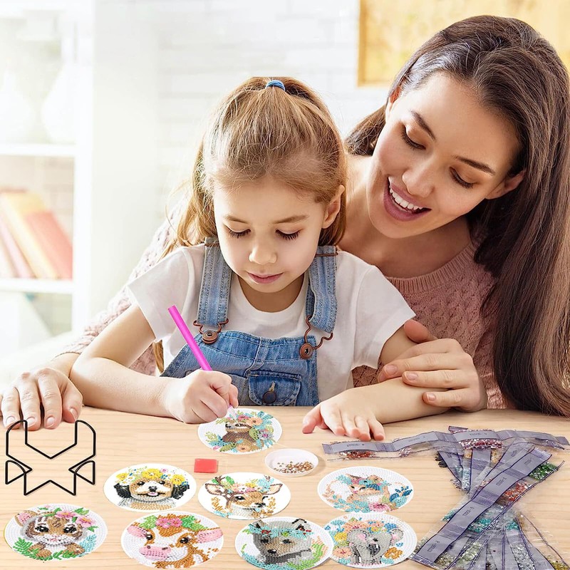 YOUSHY Peace Diamond Painting Coaster Kit Diamond Art with Holder