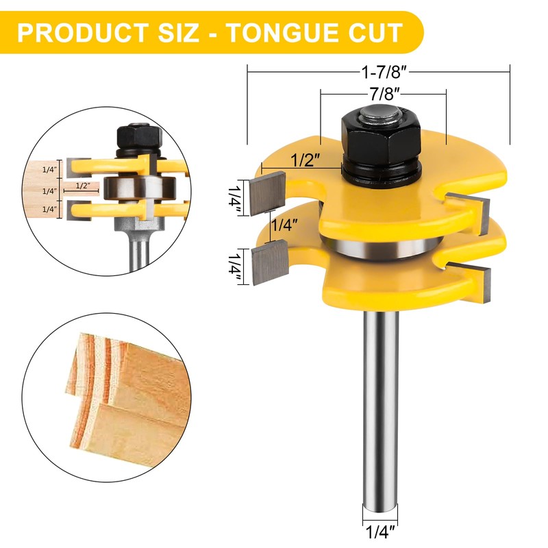 Tongue and Groove Router Bit Set 1/4 Inch Shank, UTRUSTTO