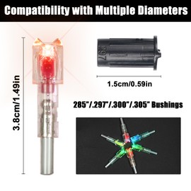 6 Pack LED Lighted Nocks for Crossbow Bolts with 24 Bushings - .285”/.297”/.300”/.305” High-Visibility Lighted Nocks with On/Off Switch, Fits Multiple Bolt Sizes for Target Shooting (Color Mixing)