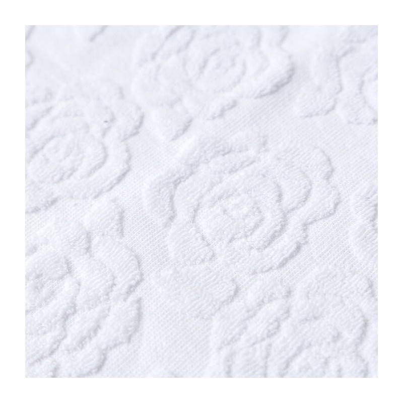 Rose Motif Towel Handkerchief, White (5664701-10-01)