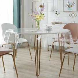 CHENYU Transparent Tablecloth 120 cm Round Tablecloth Transparent Washable Desktop Protection PVC Tablecloth Transparent for Party Banquet Carnival Tablecloth Transparent