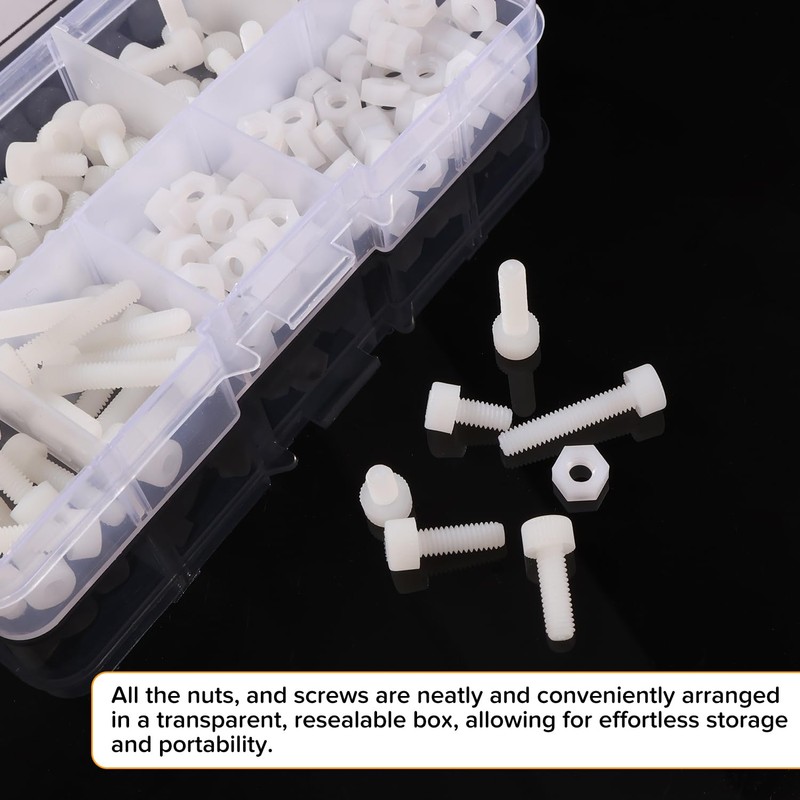Lyeteung 90 Sets 6 Sizes M4 Nylon Plastic Screws and