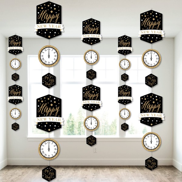 Big Dot of Happiness New Year’s Eve - Gold - New Years Eve Party DIY Dangler Backdrop - Hanging Vertical Decorations - 30 Pieces