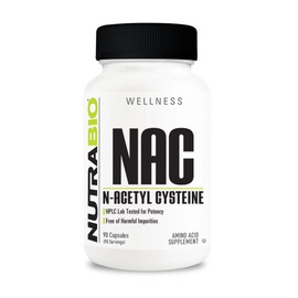 NutraBio Suplemento de N-acetil cisteína (NAC) - 90 cápsulas, 600 mg cada una - 90 Ser                                                                