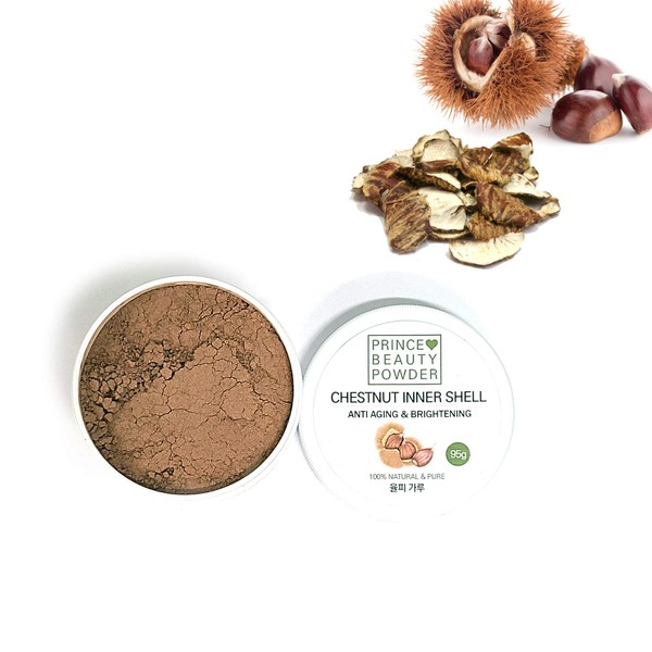 [Korean Herbal Beauty Powder] Prince Natural Beauty CHESTNUT INNER SHELL Powder for facial mask (3.35oz / 95g) with 100% Cotton Facial Gauze Mask (10 sheets) 율피 팩 가루