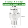 TAISHER 2 pieces 304 stainless steel union, 1 inch BSP