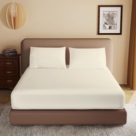 Rohi 25cm Deep Microfibre Small Double Fitted Sheet – Comfy Soft & Breathable Deep Fitted Sheet with Elasticated Corners – Hypoallergenic & Durable 4FT Bed Sheet (Cream, 122 x 190cm)