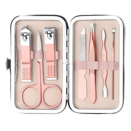 aRKé Manicure Set Nail Clippers Cutter Tweezers Eyebrow Scissors Professional Rose Gold Stainless Steel Manicure and Pedicure Tools Travel Size Nail Grooming Kit with Case for Women