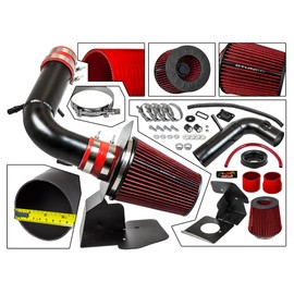 RTUNES RACING BLACK PIPE HEAT SHIELD COLD AIR INTAKE KIT + FILTER Compatible For 11-19 EXPLORER 3.5L