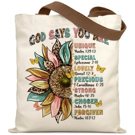 LOCKASEN Aesthetic Christian Bible Tote Bags for Women Sturdy Canvas Church God Gifts Grocery Bags Reusable Shopping Bags