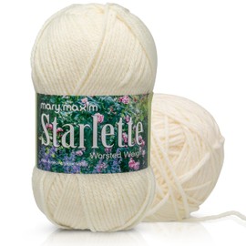 Mary Maxim Starlette, Crochet Yarn for Crocheting, Soft Acrylic Cream Yarn for Afghans, Blankets, Clothing and More, 180 Yards, Natural - 1 Skein