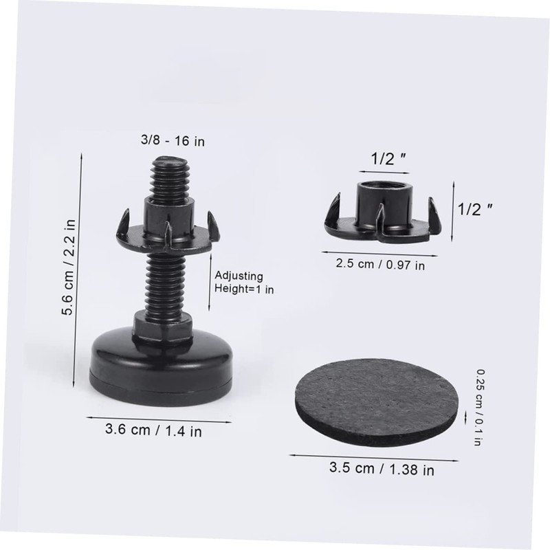 WOONEKY 4pcs Adjustable Heavy Duty Furniture Levelers with Nut Thread