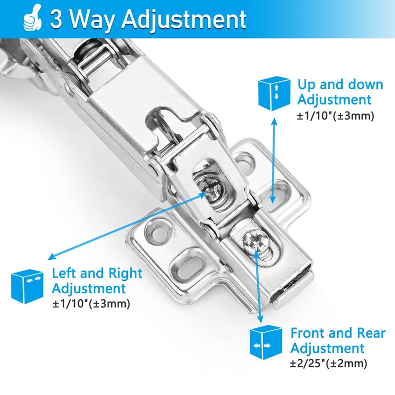 HanOrson 165° Cabinet Hinges, 2 Pairs Full Overlay Frameless Cabinet