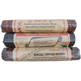 Pack of 3 Nepalese Herbal Incense Lord Buddha Goja Natural Herbal Sandalwood & Jasmine Amber & Musk Snow Lion (San/Jas & N.Herb & Amb/Musk)