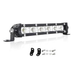 PICAA 7 inch 30W Slim Single Row LED Light Bar Flood beam Lamp Fog Driving Light Roof Bumper Light Bars for Trucks Boat ATV UTV SUV