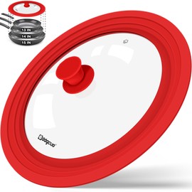 GDDGCUO Universal Pan Lids, Silicone Pot lids for Pots, Pans & Skillets - Fits 11", 12" & 13" Diameter Cookware, Replacement Frying Pan lid, Dishwasher Safe (Red)