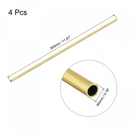 sourcing map Brass Round Tube 4mm OD 0.4mm Wall Thickness 300mm Length Pipe Tubing 4 Pcs