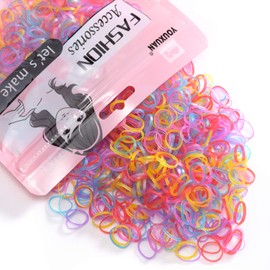 YOUXUAN Youxuan Kids Elastics No Damage Colored Hair Bands Fashion Girls Hair Ties 1000 Count Small Size