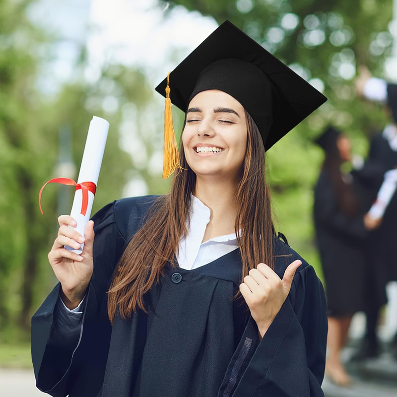Hkyiowdp 2025 Improved Graduation Hat with Tassels, Black Graduation Hat,
