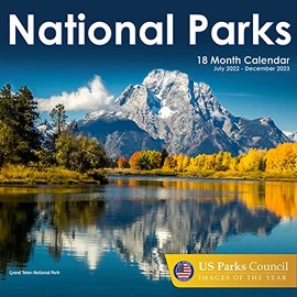 EcoEarth Biodegradable 11x17 Inch (Open) Vertical Hanging Wall Calendar, National Parks Jul 2022 - Dec 2023 Calendar Year, Monthly Calendar