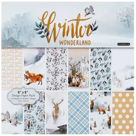 Sunch Craft 24 Sheets 6'' x 6'' Christmas Scrapbook Paper Winter Theme One Sided Cardstock for DIY Card Making Patterned Paper (402-06)