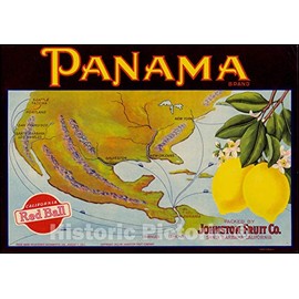 Historic Map : [Fruit Crate Label Advertising Map] Panama Brand (North America & Panama Canal), 1912, Schmidt Label & Litho. Co., Vintage Wall Art : 24in x 16in
