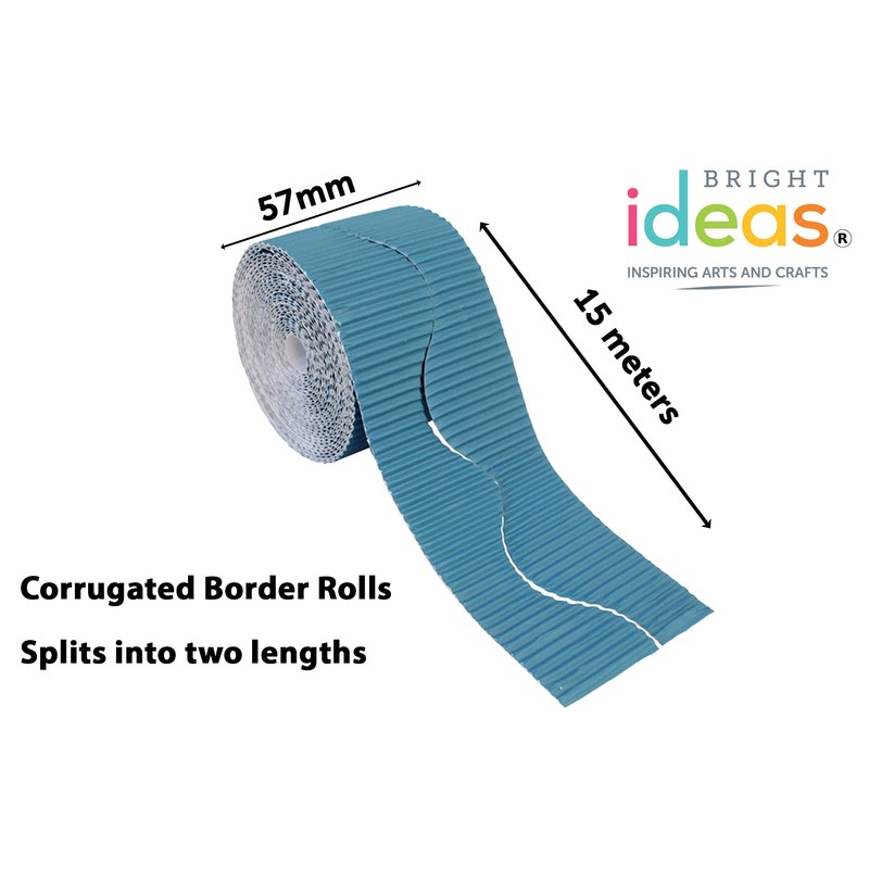 Bright Ideas Corrugated Border Roll for School Displays, Teal, 10cm