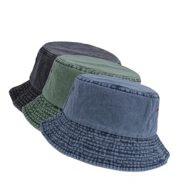 kozinu Washed Cotton Bucket Hats Packable Summer Outdoor Cap Travel Beach Sun Hat Plain Colors for Men Women