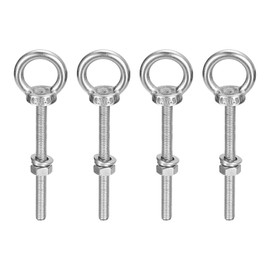 sourcing map Lifting Eye Bolt, 4 Sets M6 x 70mm Eye Bolt with Nut Washer 304 Stainless Steel Shoulder Lifting Ring Eye Bolt for Hanging Item