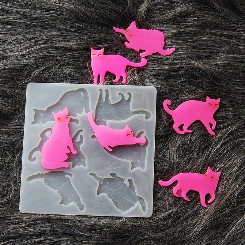 Finyoffiy Resin Cat Mold Cute Silicone Mold Animal Epoxy Mold