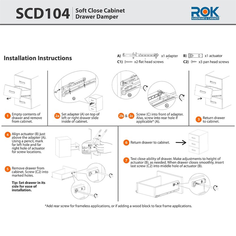 10-Pack Rok Hardware Soft Close for Wood Drawers/Soft Close Drawer