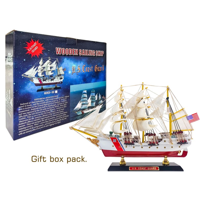 SAILINGSTORY Wooden Model Ship US Coast Guard Eagle Barque Ship