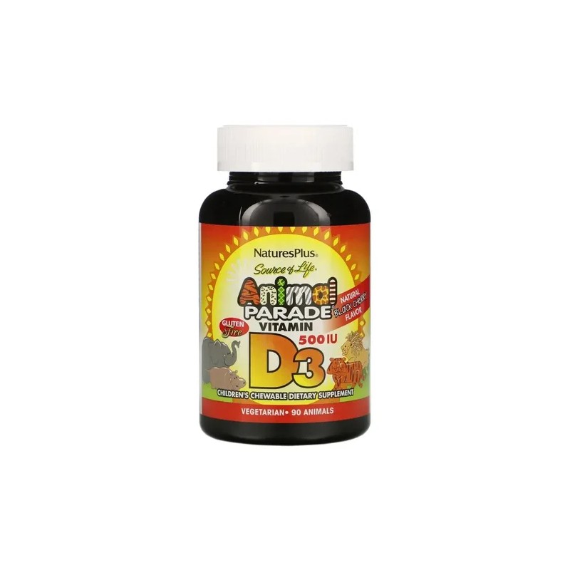 Vitamina D3 Masticable NaturesPlus 500UI Cereza Negra 90 Comp Vegano