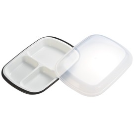 Komori Resin Tableware Bento Lunch Plate with Hood, Square Shape, Dark Brown, Approx. Width 10.2 x Depth 7.1 x Height 2.0 inches (26 x 18 x 5 cm), Lid Included, No Wrap, Made in Japan