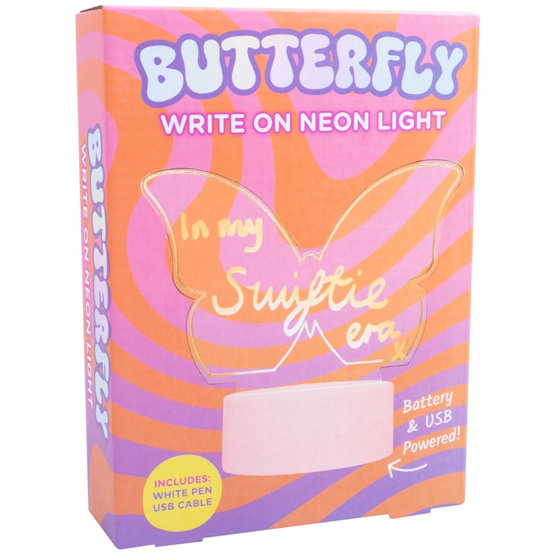 Fizz Creations Butterfly Write On Neon Light. USB-Powered Write a