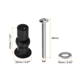 QUARKZMAN Set of 4 M6 Toilet Seat Hinges Screws Hinge Bolts Screws Toilet Seat Fixings for Top Mounting Toilet Kit (Washer Diameter: 16 mm/0.63 Inches)