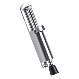 Heavy Duty Door Holder Zinc Alloy Step On/Off Door Stopper Soft Rubber Foot Spring Loaded Easily Step-On Door Stopper (Silver)
