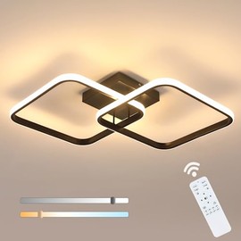 Goeco Goeco Dimmable LED Ceiling Light with Remote Control, 50W 5600LM 3000K-6500K Brightness Adjustable LED Ceiling Light, 70CM Ceiling Lamp for Living Room, Bedroom, Black