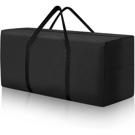177 Gallon Outdoor Cushion Storage Bag 68 inch Extra Large Patio Furniture Cushion Storage Bag Waterproof Garden Cushion Storage Covers with Zipper and Handles Black (1 Pack, 68"L x 30"W x 20"H)