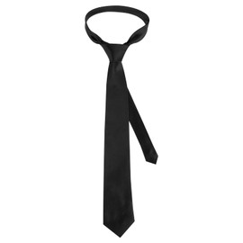 Black Tie Satin Ties For Men 8cm Adjustable Mens Tie Classic Lazy Tie for Formal Business & Wedding Graduation School Uniforms Celebration Parties