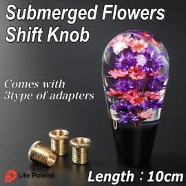 ライフパレット Flower Shift Knob Shifter Knob Gear Shift Knob Shift Lever Knob Car Gear Stick Head Unique Shift Handle Fit Most Automatic Manual Vehicles Trucks Round Shaped (Black Shaft Purple × Pink)