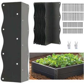 8 Pack Raised Garden Bed Corner Brackets Kit for 20"-24" Raised Bed, 11"x3”x3“ Heavy Duty L Shaped Garden Bed Connectors with Screws, Decorative Corner Braces for Planter Box, Furniture & Wood Fences