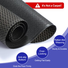 Delamu Office Chair Mat for Hardwood Floor, 36"×48" Heavy Duty Hard Floor Protector for Chairs, Anti-Slip PVC Woven Computer Desk Chair Mat for Home Office, Black Brown (Not for Carpet)