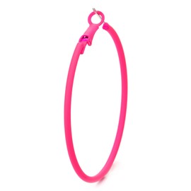 Hot Pink Large Circle Statement Hoop Huggie Hinged Stud Earrings(CA)